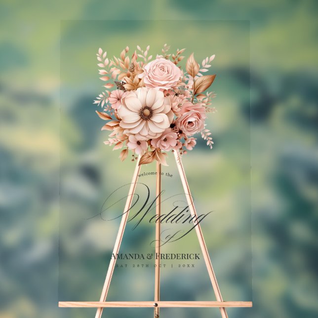 Begrüßung bei einer Hochzeit in Rosa und Gold Acrylschild (Neutral)