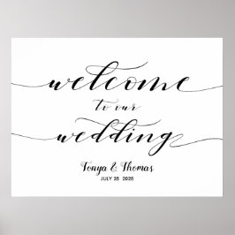 Begrüßung Chic Black Swash Calligrafy Sign Poster