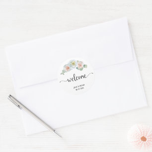 Begrüßung Delikate Rose Runder Aufkleber