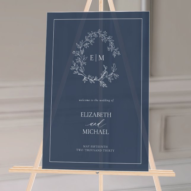 Begrüßung der Begrüßung des Blauen Wappen Acrylschild (Wedding Welcome Sign!)