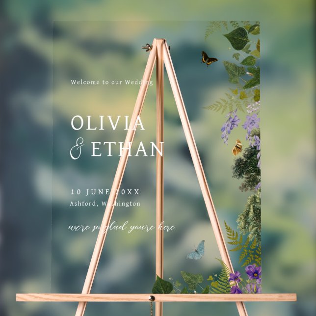 Begrüßung der bezaubernden Waldhochzeit Vintages W Acrylschild (Neutral)