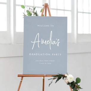Begrüßung der Blue Handwriter Graduation Party Poster