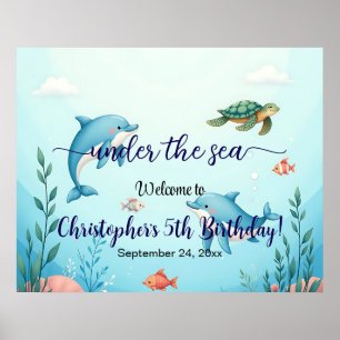 Begrüßung der Blue Under Sea Birthday Party Poster