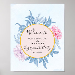 Begrüßung der Dusty Blue Watercolor Engagement Par Poster