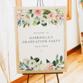 Begrüßung der eleganten Blush Pink Floral Graduati Poster
