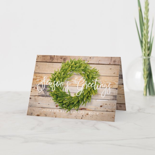 Begrüßung der Foliage Wreath Barn Wood Season Karte (Vorderseite)
