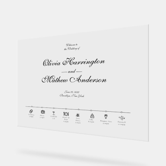 Begrüßung der formalen Skripthochzeit Acrylschild (Winkel)