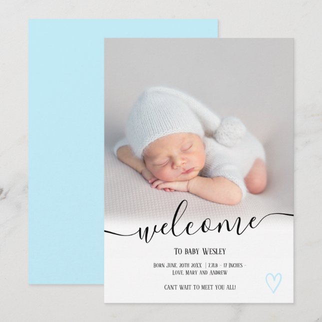 Begrüßung der Geburt eines Fotos Ankündigung (Vorne/Hinten)