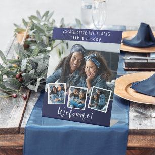 Begrüßung der Geburtstagsfeier für das blaue Foto  Sockelschild