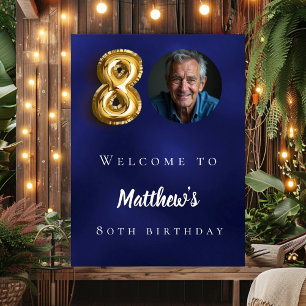 Begrüßung der Geburtstagsparty in Navy-Blue-Gold i Poster