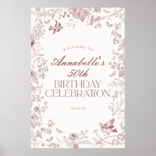 Begrüßung der Geburtstagsparty von Burgundy Toile  Poster