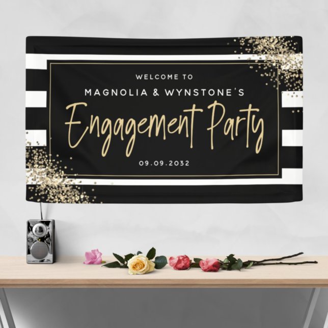 Begrüßung der Gold Glitzer Engagement Party Banner (Von Creator hochgeladen)