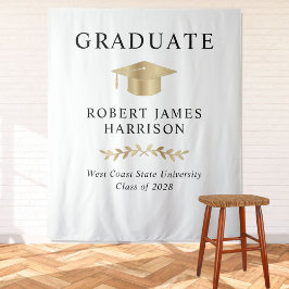 Begrüßung der Gold Grad Cap Graduation Party Wandteppich