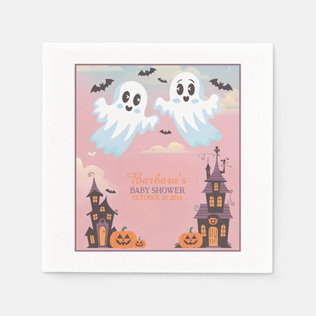 Begrüßung der Halloween-Babydusche von Twin Boo Serviette (Vorderseite)
