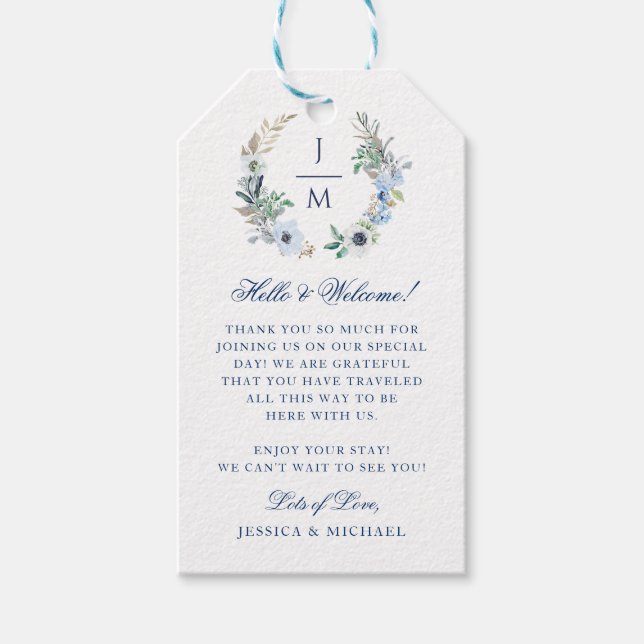 Begrüßung der Hochzeit des Blumenkranzes Geschenkanhänger (Vorderseite)