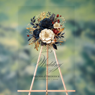 Begrüßung der Hochzeit von Gold, Marine und Burgun Acrylschild