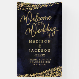 Begrüßung der Hochzeit von Navy Blue Watercolor Go Banner