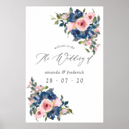 Begrüßung der Hochzeit von Wasserfarben und Blüten Poster