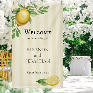 Begrüßung der Hochzeit von Watercolor Lemon Yellow Banner