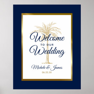 Begrüßung der Hochzeitsfeier des Blue Palm Tree Poster