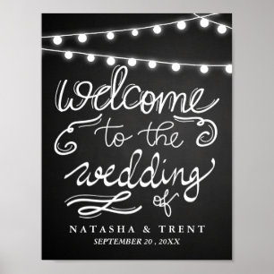 Begrüßung der Hochzeitssaitenlichtblende Poster