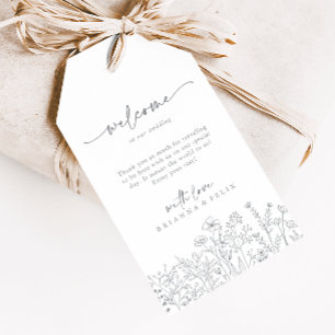 Begrüßung der kalligraphischen neutralen Wildblume Geschenkanhänger