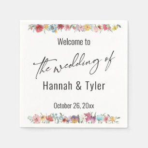 Begrüßung der mehrfarbigen Wildblume Serviette