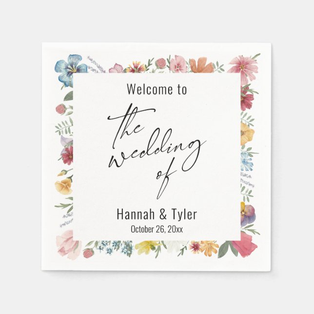 Begrüßung der mehrfarbigen Wildblume Serviette (Vorderseite)