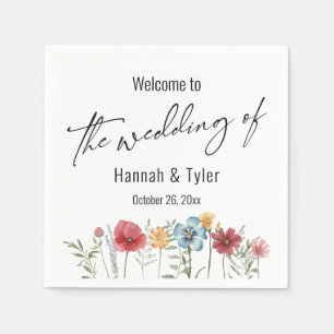 Begrüßung der mehrfarbigen Wildblume Serviette