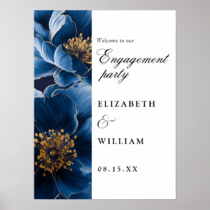 Begrüßung der Navy Blue Floral Poster