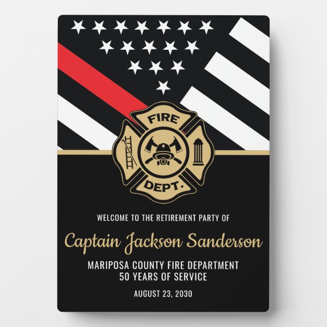 Begrüßung der Red Line-Flagge für Feuerwehrleute Fotoplatte (Vorderseite)