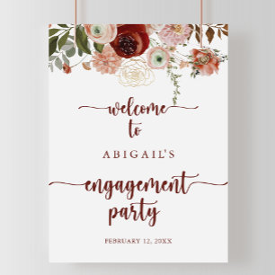 Begrüßung der Rustikal Floral Engagement Party Poster