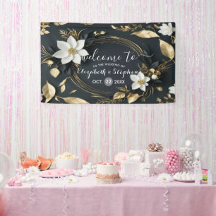 Begrüßung der Schwarz-weißen Goldblumenzeremonie Banner