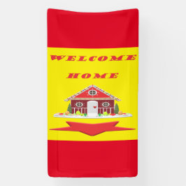 Begrüßung der Zuhause mit den rot-gelben Farbtönen Banner