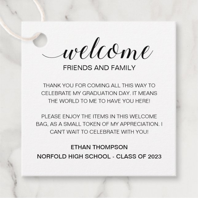 Begrüßung des Abschlusses aus der Town Gästebuch Geschenkanhänger (Vorderseite)