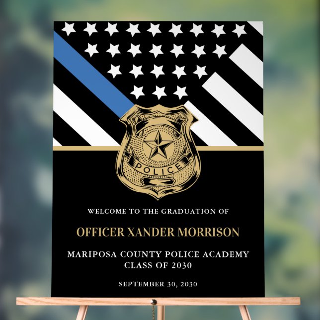 Begrüßung des Abschlusses Blue Line Acrylschild (Neutral)