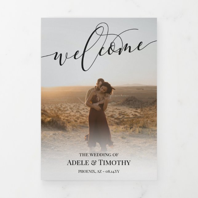 Begrüßung des Black Calligraphy Fotos Dreifach-gefaltete Programmkarte (Cover)