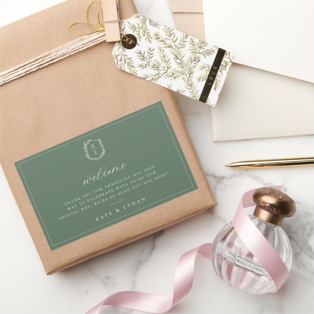 Begrüßung des Botanischen Wappen Monogram Rechteckiger Aufkleber (Schenken)