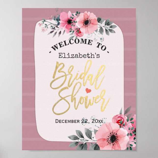 Begrüßung des Brautparty für Blumenschrift Waterco Poster (Vorne)