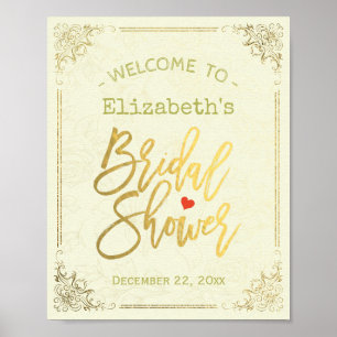 Begrüßung des Brautparty mit Golden Script Poster