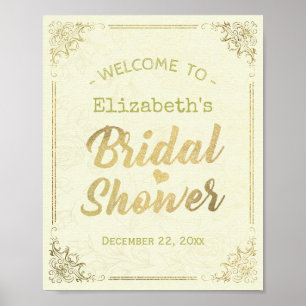 Begrüßung des Brautparty mit Golden Script Poster