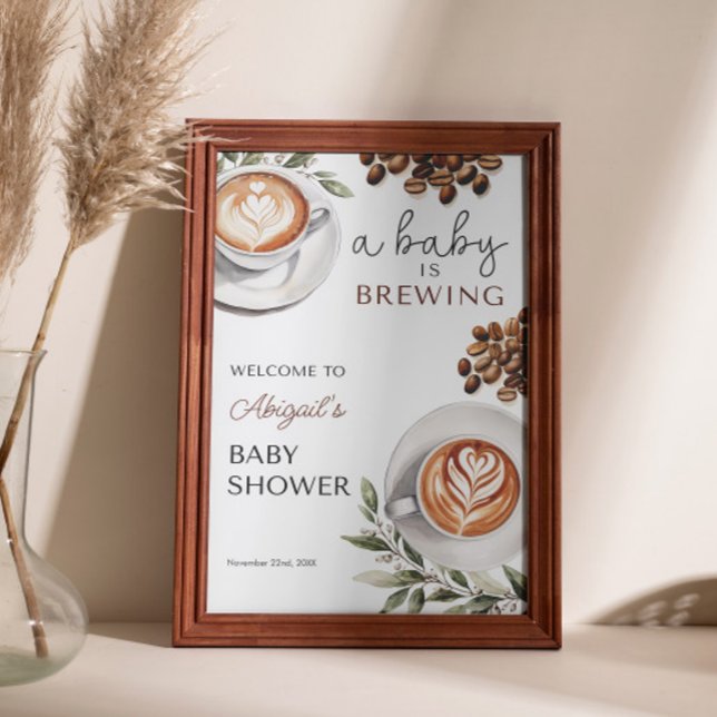 Begrüßung des Coffee Baby-Duschens - Baby wird 24x Poster (Coffee Baby Shower Welcome - Baby is Brewing 24x36 Poster)
