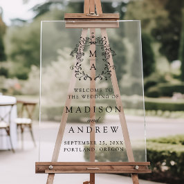 Begrüßung des eleganten Black Monogram Wappen Acrylschild