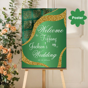 Begrüßung des Gold Glitzer Green Metallic Poster