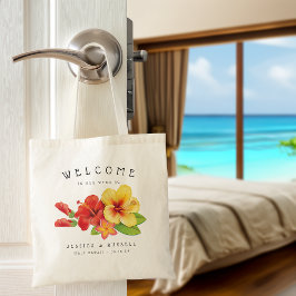 Begrüßung des Hibiskus Tropical Floral Tragetasche