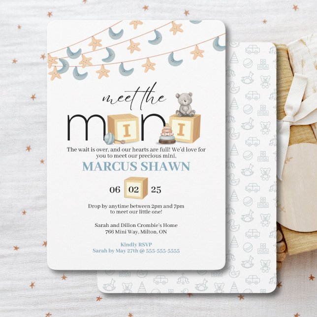 Begrüßung des Mini Baby Einladung (Adorable invitation to introduce your new mini to the world.)