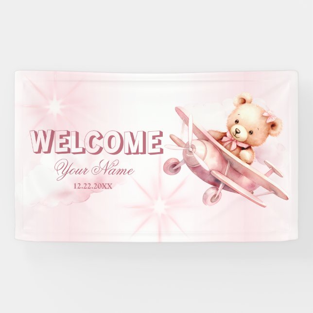 Begrüßung des Niedlichen Girl-Baby-Bären-Pilot Ros Banner (Horizontal)