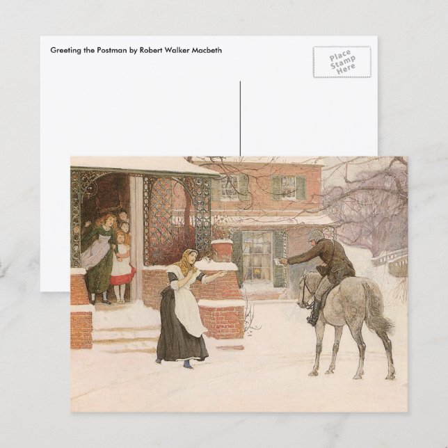 Begrüßung des Postmanns durch Robert Walker Macbet Postkarte (Vorne/Hinten)