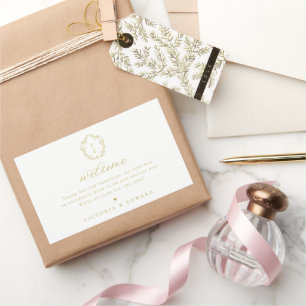 Begrüßung des Vintagen Gold Wappen Monogram Rechteckiger Aufkleber