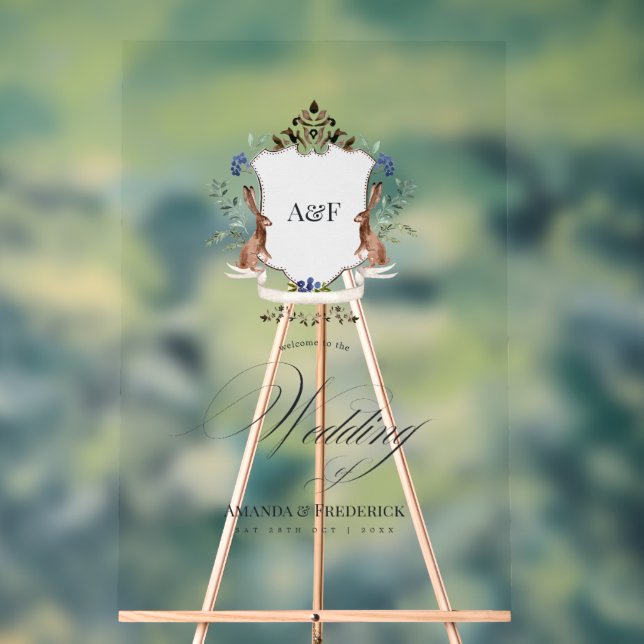 Begrüßung des Wappen Watercolor Woodland Laurel Acrylschild (Neutral)